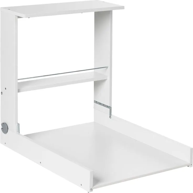 Geuther Wand Wickelregal Wicki I Wickeltisch klappbar inkl. Wickelauflage I Platzsparende Wickelkommode klappbar für Babyzimmer I Wandwickeltisch mit Regalfach I Wickelunterlage abwaschbar | Weiß