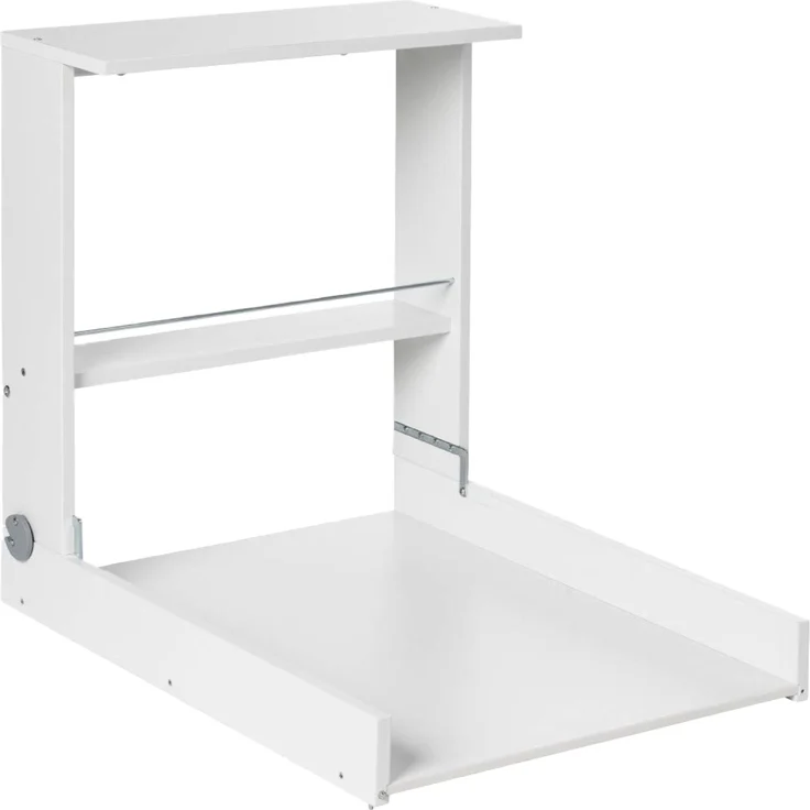 Geuther Wand Wickelregal Wicki I Wickeltisch klappbar inkl. Wickelauflage I Platzsparende Wickelkommode klappbar für Babyzimmer I Wandwickeltisch mit Regalfach I Wickelunterlage abwaschbar | Weiß