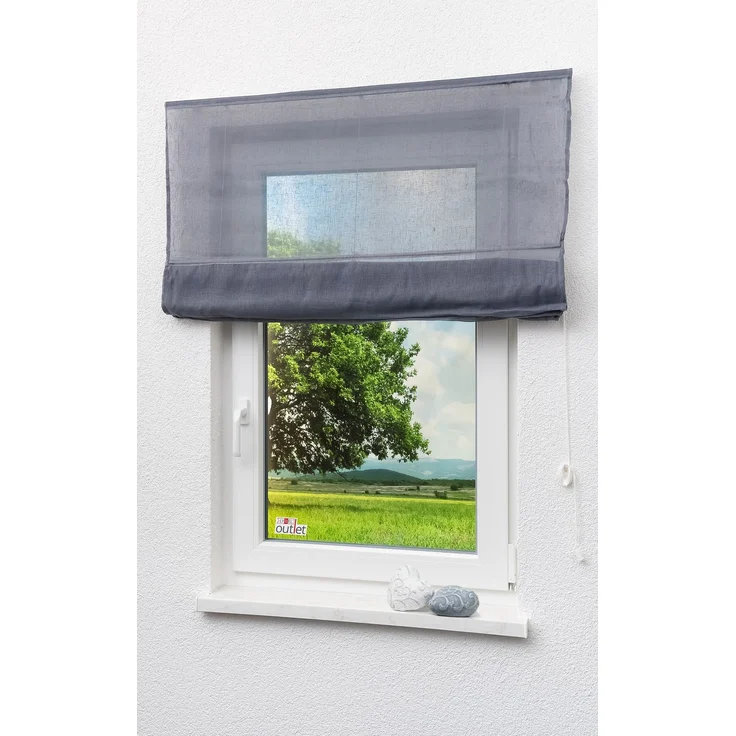 Lysel Outlet Raffrollo grau, transparent mit Schnurzug (B x H) 120cm * 170cm – Bild 5