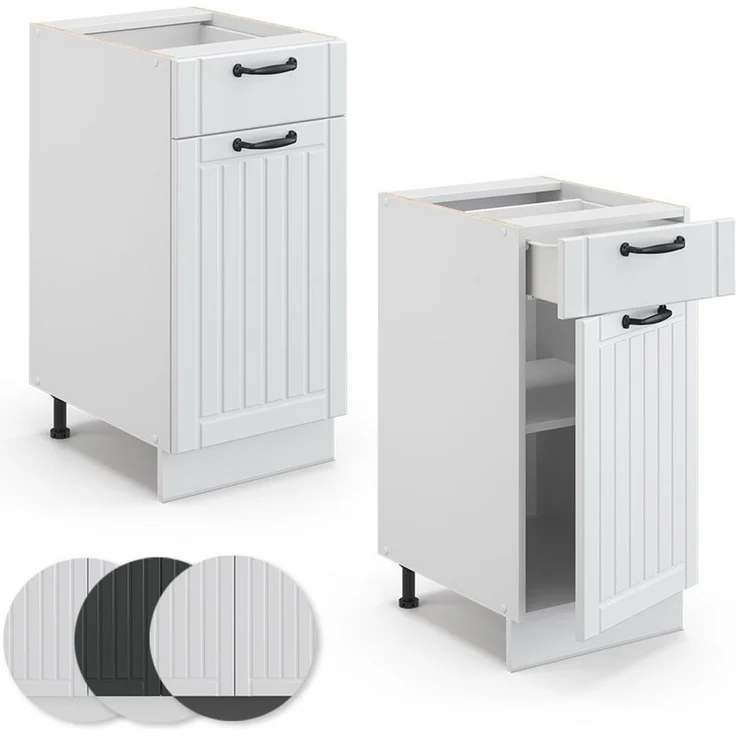 Midischrank Fame-Line Weiß Landhaus 40 x 82 cm ohne Arbeitsplatte Vicco – Bild 3