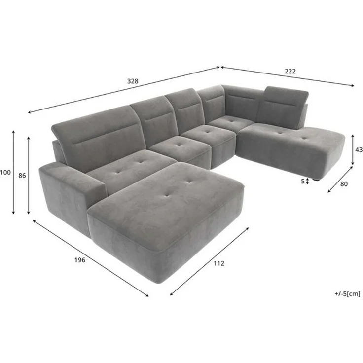 99rooms Wohnlandschaft Elvaro, Sofa, U-Form, Bezug aus Velours PALLADIUM, mit elektrischer Sitztiefenverstellung – Bild 4