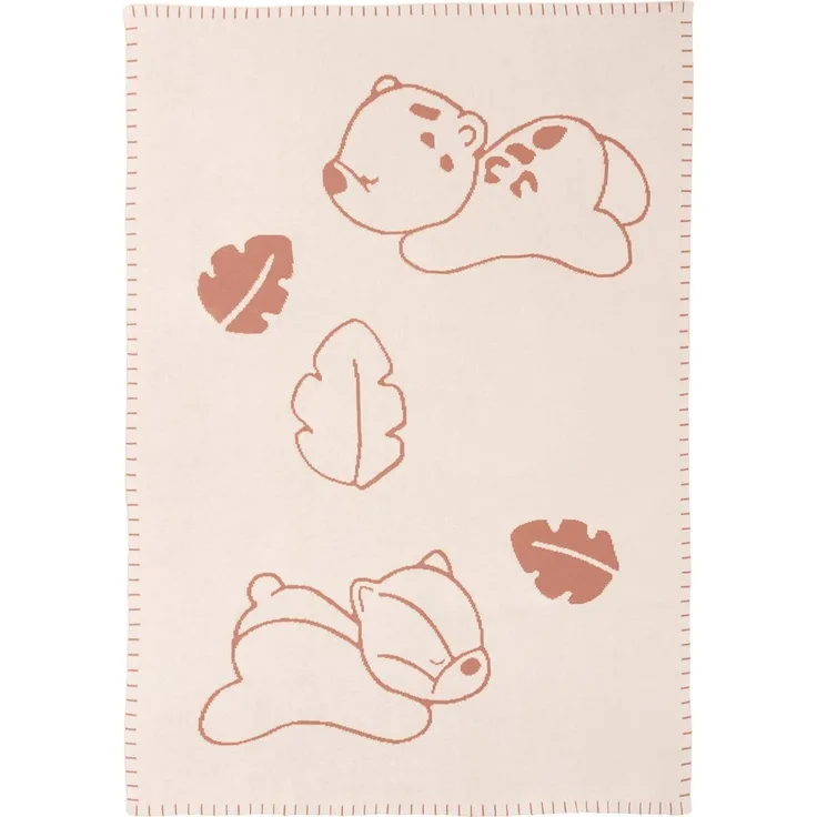 Nattou Kuscheldecke für Babys, Wendecover, 100 % Baumwolle, Ca. 75x100 cm, PETA-geprüft und vegan, Boris & Jungo, Beige