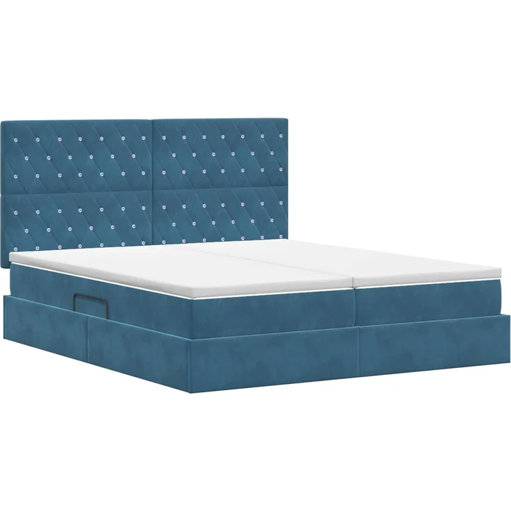 vidaXL Aufbewahrungsbett mit Kopfteil Dunkelblau 200 x 200 cm Samt 3459823 – Bild 8