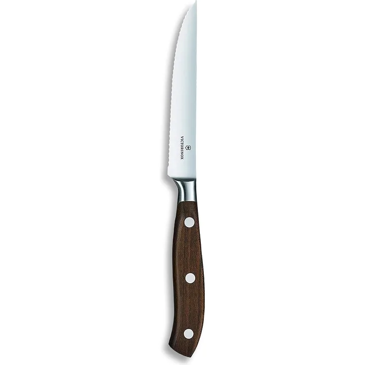 Victorinox 7. 7200. 12WG Grand Maître Wood Steakmesser, Wellenschliff, 12 cm, geschmiedet, Geschenkschachtel, Holz