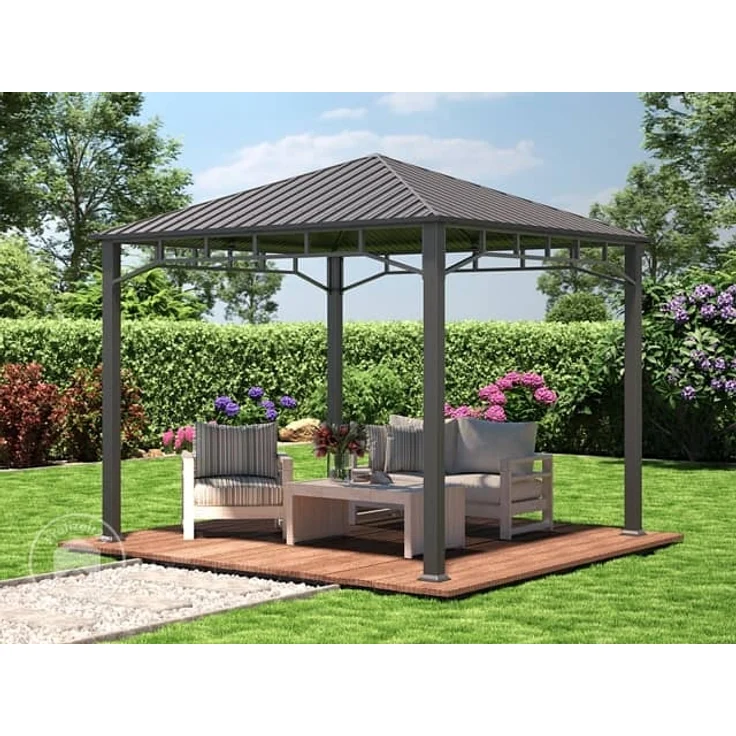 Gartenpavillon 3x3 m Stahldach Hardtop ohne Seitenteile, Pfosten 9x9 cm – Bild 1
