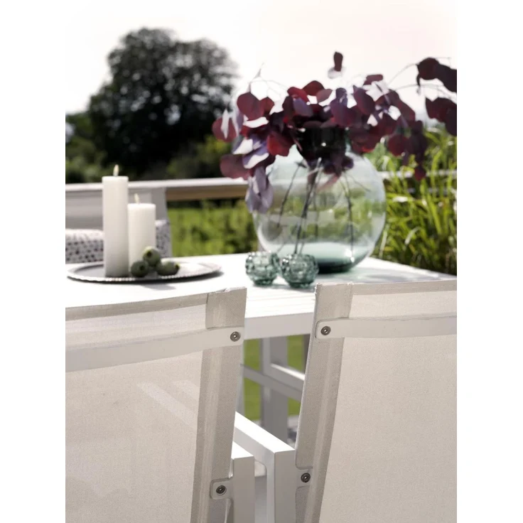 Gartenesstisch Vevi aus Aluminium, modern, weiß, 160x90 cm, für 4–6 Personen, Outdoor – Bild 5