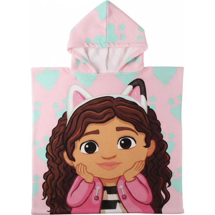 Gabby´s Dollhouse Poncho für Kinder 56 × 53 cm Polyester 250 gsm pflegeleicht