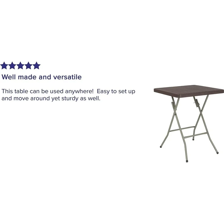 Flash Furniture Klapptisch aus Rattan, quadratisch, 4 m, Braun – Bild 4