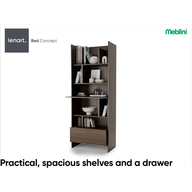 MEBLINI Schrank BC-22 für Schrankbett - Dunin Eiche - 84x217x40cm - Hochschrank mit Regalen, Fächern und Schublade – Bild 5