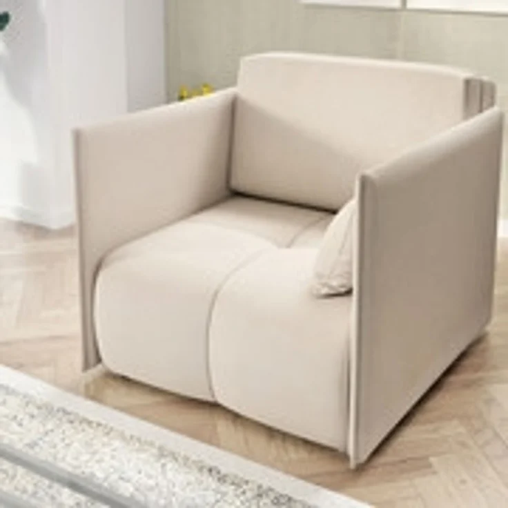 Wohnero24 Design Schlafsessel NESSA 1 - Komfortbett 80x195 cm - mit Bettkasten - Creme – Bild 2