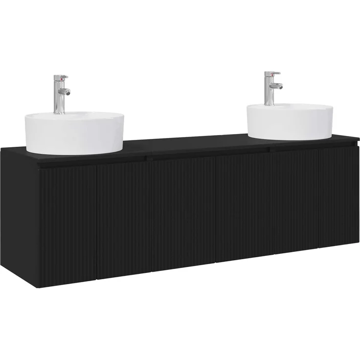 vidaXL Badezimmerschrank-Set 3 stk. Schwarz 161,5 x 44,5 x 82 cm 3405668 – Bild 2