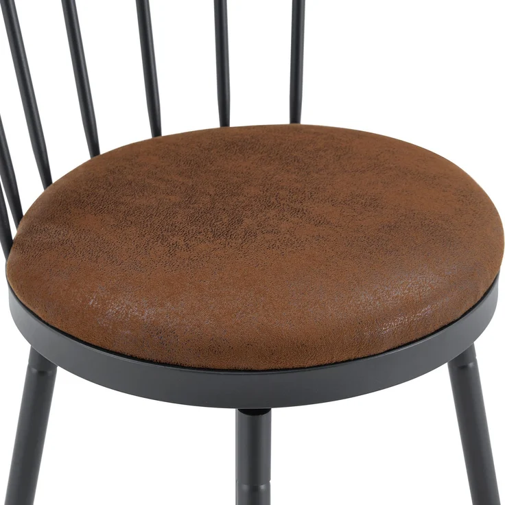 Moderner Metall-Barhocker im Windsor-Stil mit gepolstertem Sitz für Kücheninseln, Bars, Restaurants; Barhocker im Industrial-Stil in Barhöhe; Vintage- und Minimalismus-Stil--Braun--96x39x39cm--YOUDENOVA – Bild 5