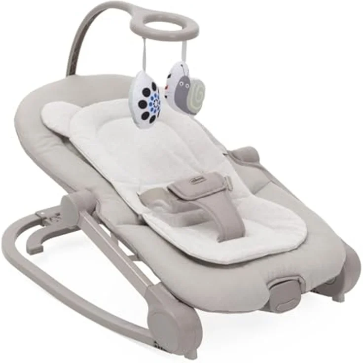 Chicco Wippe Mia 2-in-1, Babywippe und Hochstuhl, Einlage aus Bio-Baumwolle, Wendbare Spielleiste, Musik und Vibration, Schaukel- oder feste Modus, Ab 0 Monaten – Bild 1
