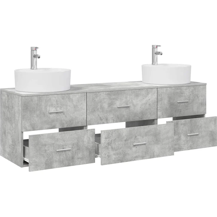 vidaXL Wandmontiertes Badezimmerschrank-Set 3 stk. Betongrau 3405870 – Bild 3