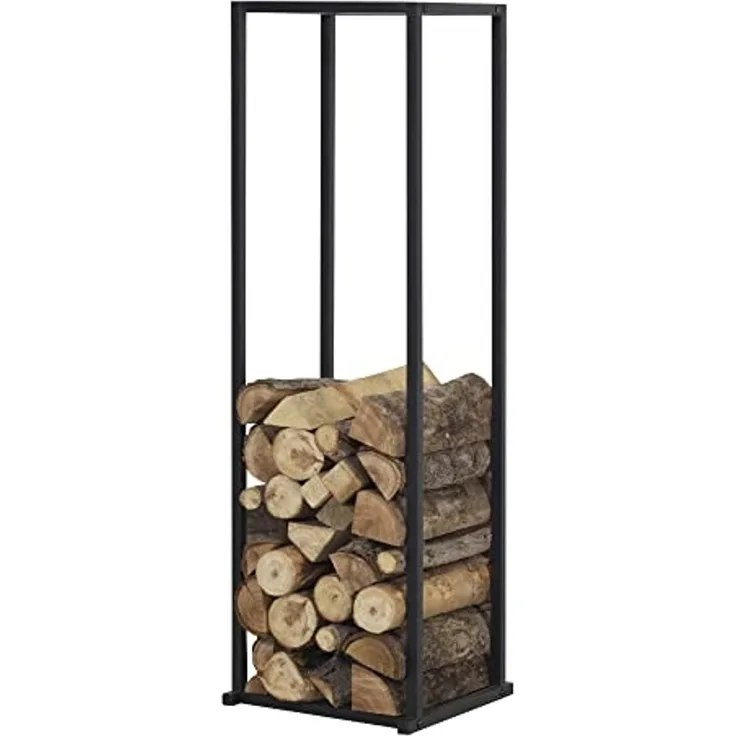 Kaminholzregal Tibro Stahl 35x35x120 cm Schwarz [en. casa]