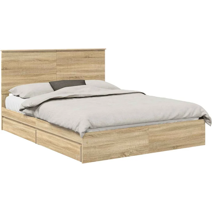 vidaXL Aufbewahrungsbett Sonoma-Eiche 150 x 200 cm Holzwerkstoff 3411196 – Bild 1