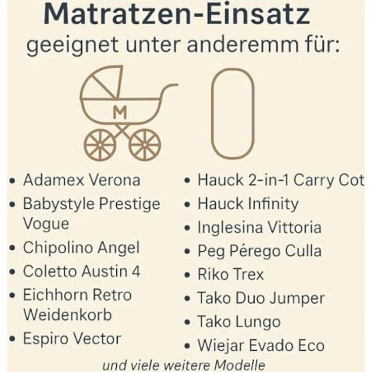 Babymatratze Kinderwagen Matratze 75x35cm - Stubenwagen Matratze oval Beistellbett, Totsy Baby – Bild 8