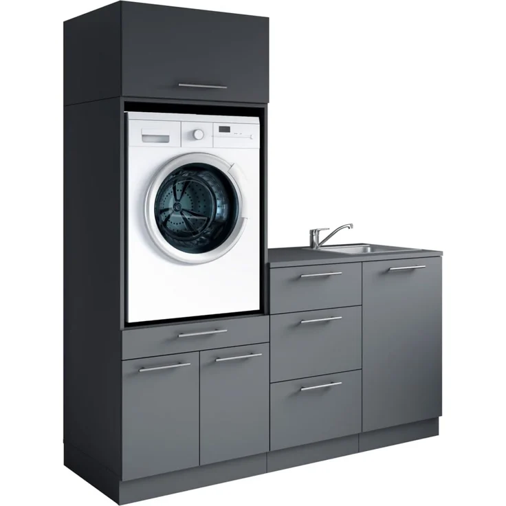 Laundreezy Mehrzweckschrank-Set Laundreezy, 4-tlg. Mehrzweckschrank-Set B/H/T 168/200/68 cm, (4-St), Breite 168 cm, Soft-Close-Funktion, höhenverstellbare Füße