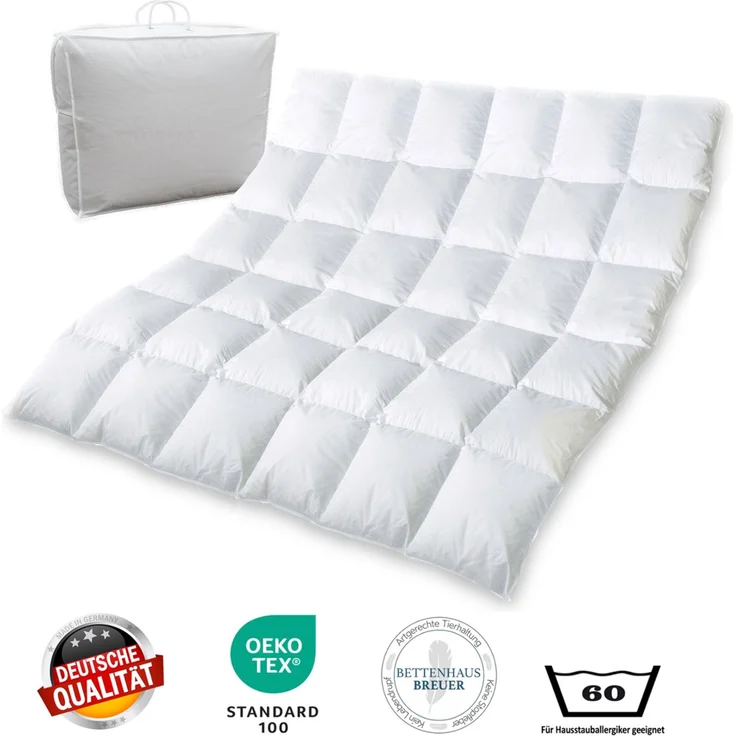 Extra warme 100% sibirische Daunen Bettdecke Daunendecke 200x200 1650g – Bild 2