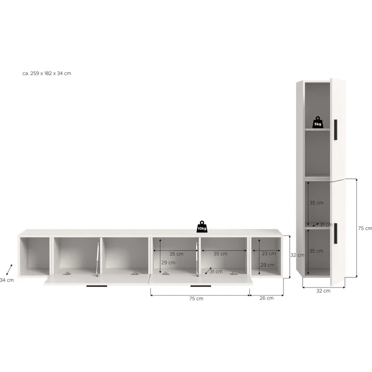 The One Wohnkombination in weiß Nachbildung – Bild 4