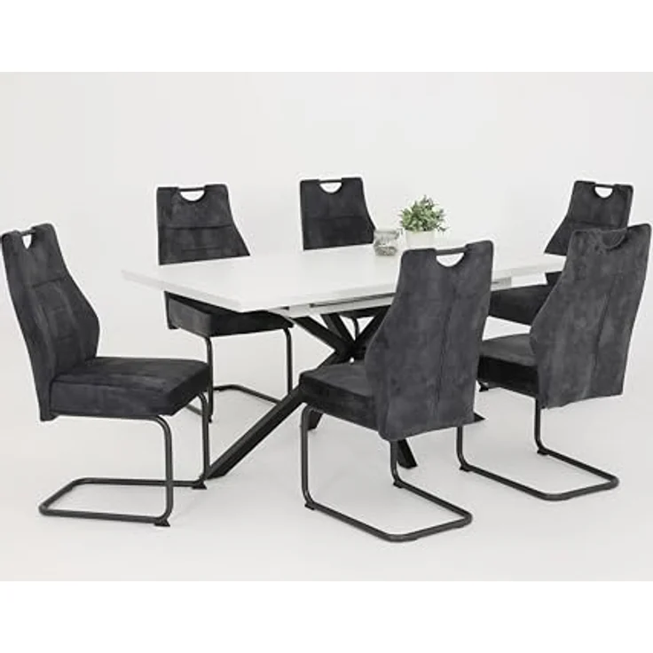 2er Set Schwingstuhl Linda II - Vintage Anthrazit – Bild 9