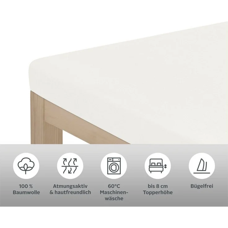 OTTO home Spannbettlaken Physalis Topper COMFORT, Jersey, Gummizug: rundum, (1 Stück), Baumwolle, Matratzen bis 10 cm Höhe, Bettlaken, Spannbetttuch, Laken – Bild 1