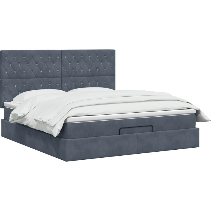 vidaXL Ottoman Bett mit Matratze Dunkelgrau 140 x 200 cm Samt 3457654 – Bild 3
