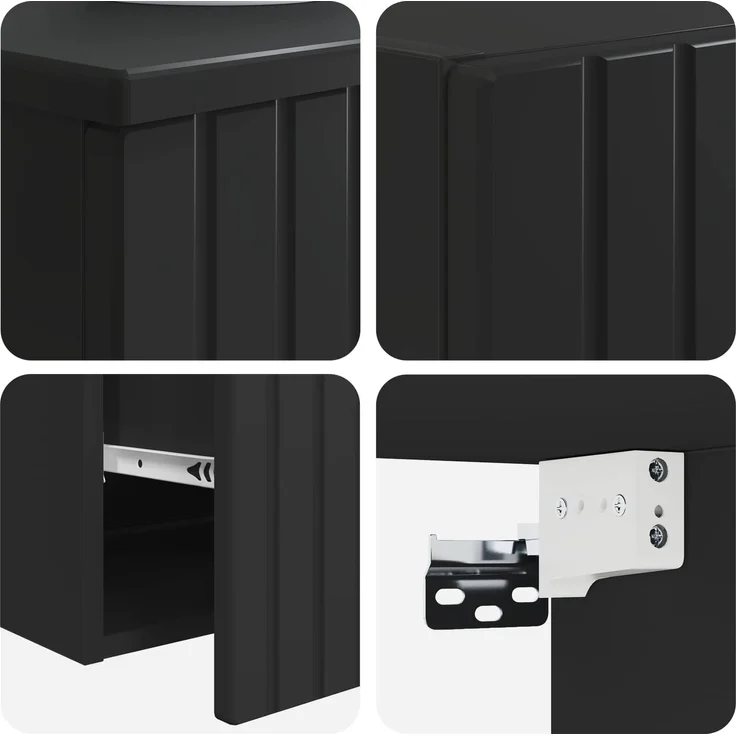 vidaXL Badezimmerschrank-Set 2 stk. Schwarz 33 x 34,5 x 100 cm 3406134 – Bild 6