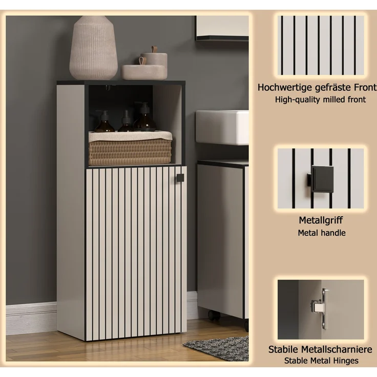 Badezimmer Kommode Bliss in grau 40 x 95 cm – Bild 8