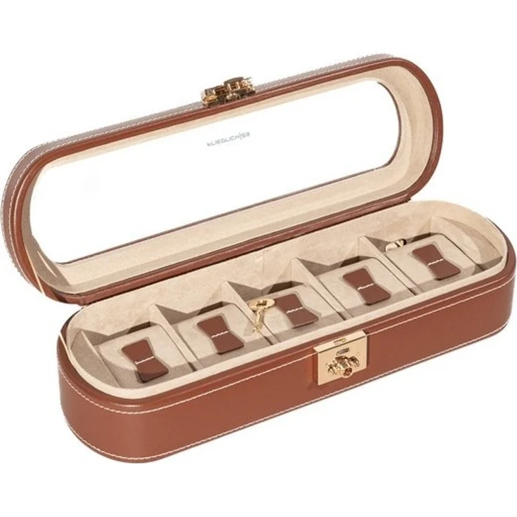 Friedrich23 Uhrenbox Cordoba aus Leder mit Glasdeckel für 5 Uhren – Bild 4