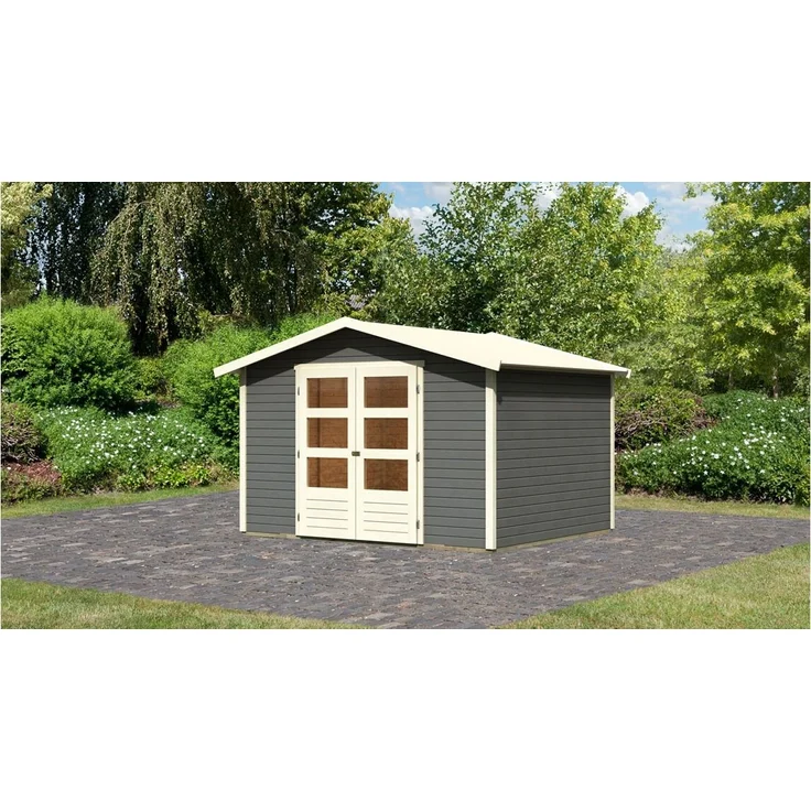 Karibu Gartenhaus 19mm Amberg 5 Terragrau – Bild 1