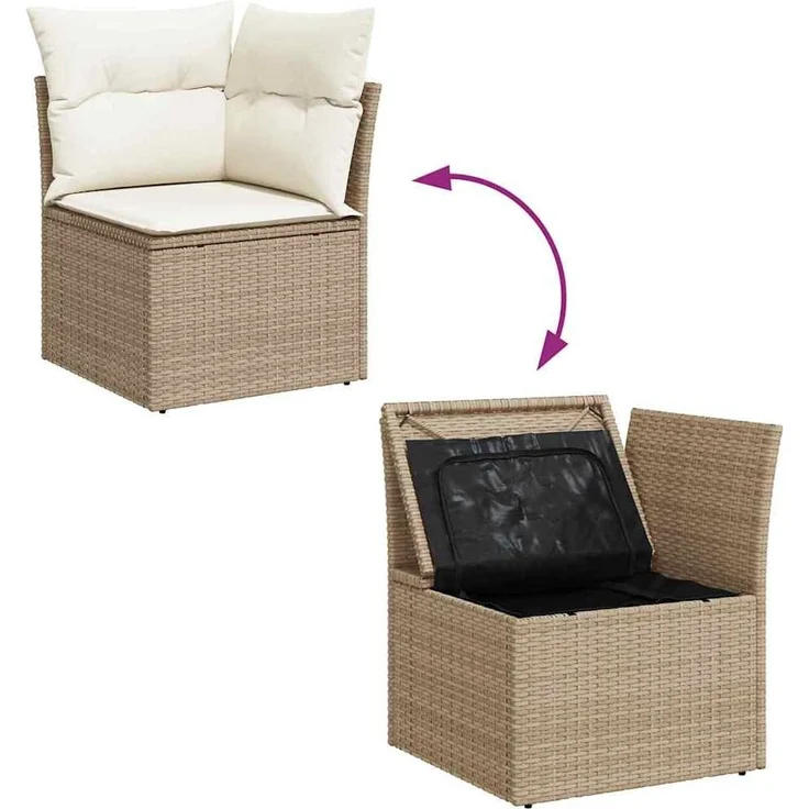 vidaXL Gartensofa-set mit Speicher 4 pcs Beige Poly-Rattan 3354350 – Bild 9