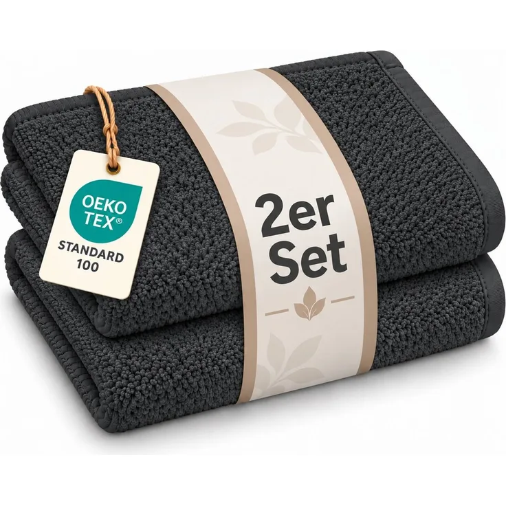 Exklusiv Heimtextil 2x Seiftuch Frottier 500 g/m² 30 x30 cm Schwarz