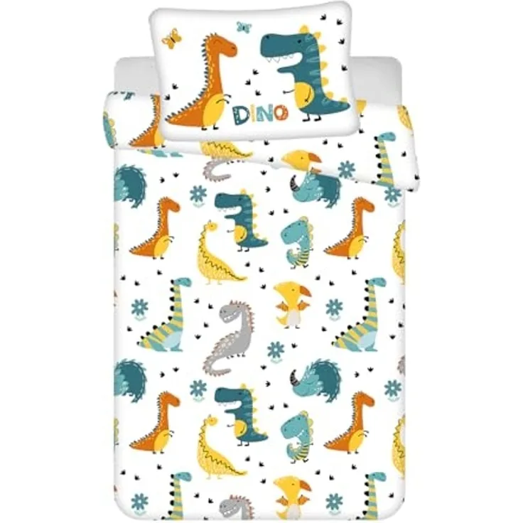 Kinderbettwäsche mit Dino-Design – Bettbezug 100x135 cm & Kissenbezug 40x60 cm