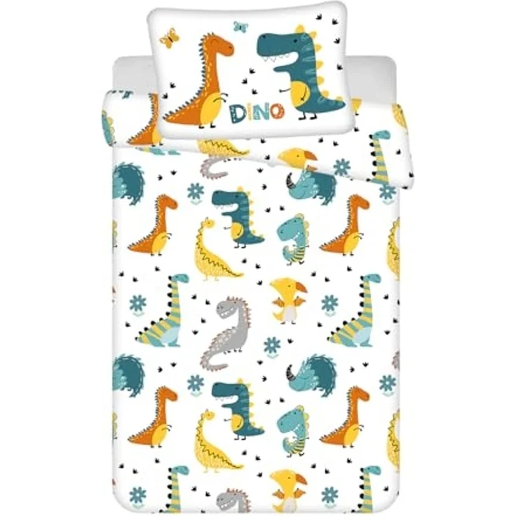 Kinderbettwäsche mit Dino-Design – Bettbezug 100x135 cm & Kissenbezug 40x60 cm – Bild 1