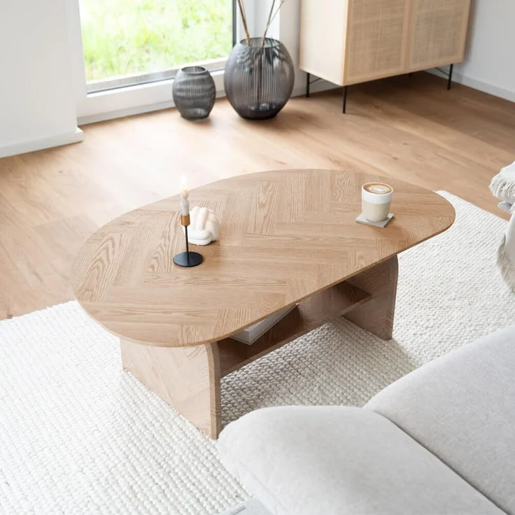 HOME DELUXE Couchtisch Oval LIARA Fishbone Oak LIARA – Bild 2