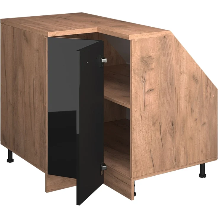 Dachschrägenschrank Eckschrank Rion Schwarz Hochglanz 75.6 x 81.6 cm mit 1 Tür, Schrankkorpus 60 cm Tiefe Vicco – Bild 4