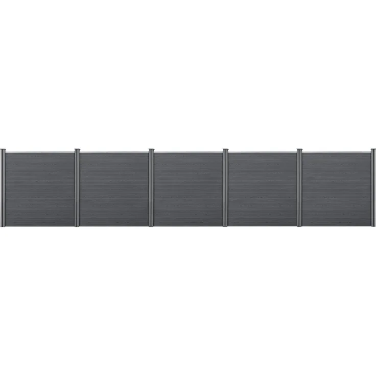 Gartenzaun Getafe WPC mit Pfosten 183x879 cm Grau neu. holz