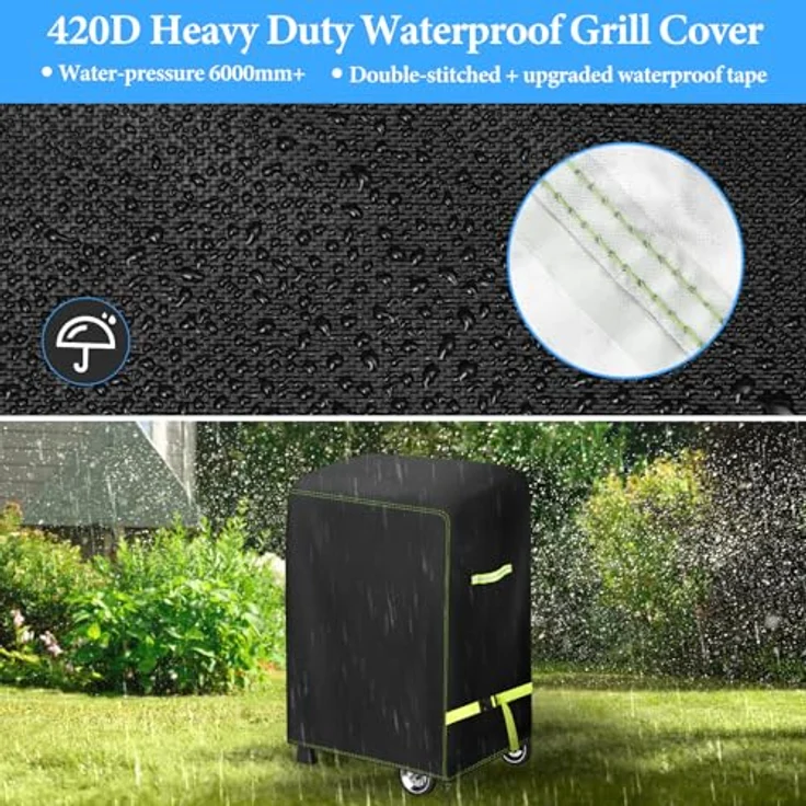 Grill Abdeckhaube, VDISRR Wetterfest Grillabdeckung, 420D Oxford Gasgrill Abdeckplane, Wasserdicht Grillschutzhülle, 90 x 70 x 110 cm, Reißfest, UV, Schutz Grill vor Verblassen, Rost und Schimmel – Bild 5