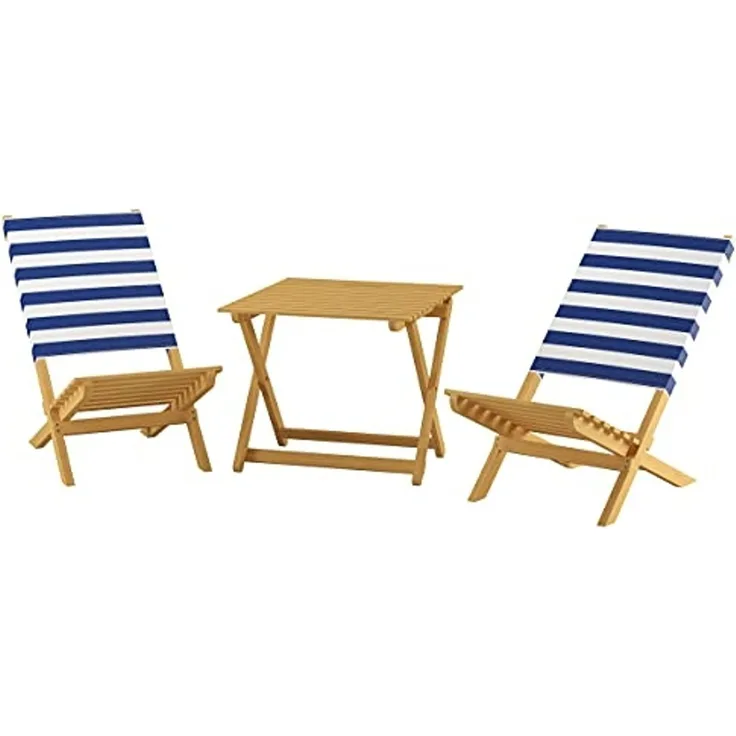 Erst-Holz V-10-351 2 Stühle mit Tisch, Buche, blau/weiß