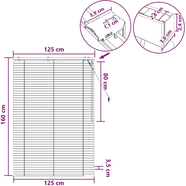vidaXL Venezianische Jalousie Eichenoptik 125 x 160 cm 35 mm 42015346 – Bild 9