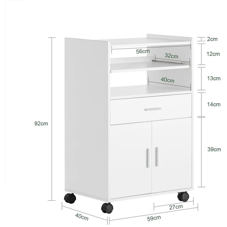 SoBuy FSB09-W Küchenwagen, Spanplatte, Melamin, Weiß, 59 x 92 x 40 cm – Bild 3