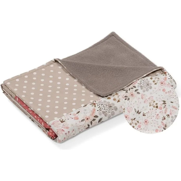 ULLENBOOM ® Babydecke 70x100 cm, Rosa Blüten (Made in EU) - Aus Baumwolle & flauschigem Fleece (OEKO-TEX Standard), Baby Decke Neugeborenen, ideal als Kinderwagendecke oder Kuscheldecke