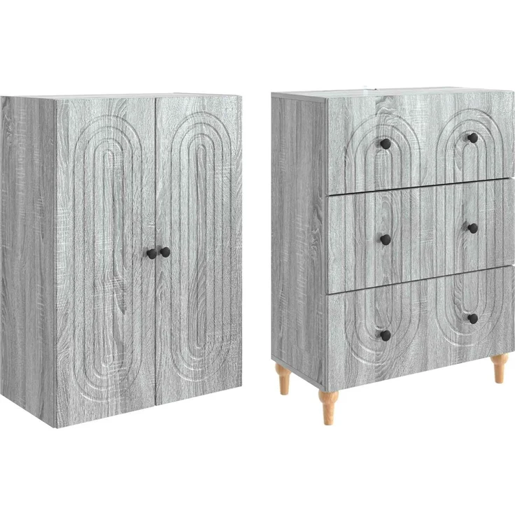 vidaXL Schrankset 2 pcs Grau Sonoma 66 x 34,5 x 90 cm Holzwerkstoff 3416463 – Bild 3