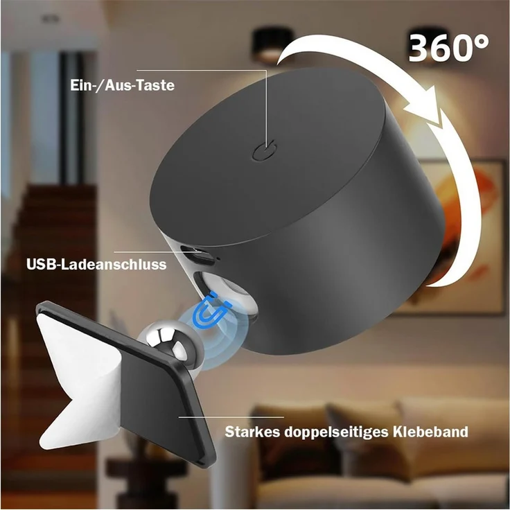 TUWENA LED Wandstrahler LED Wandleuchte Innen, 360°Drehbare Touch-Steuerung Wandlampe mit, 3 Dimmbar, 3 Farbtemperaturen, 16 RGB Farben, Touch und Fernbedienung – Bild 1