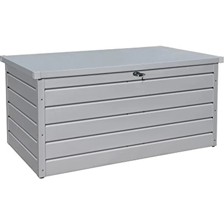Duramax Palladium Kissenbox aus Metall groß (865 L) mit hydraulischer Gasdruckfeder und abschließbarem Griff mit Schlüssel, Terrassenbox und Gartenmöbelaufbewahrung, silver – Bild 2