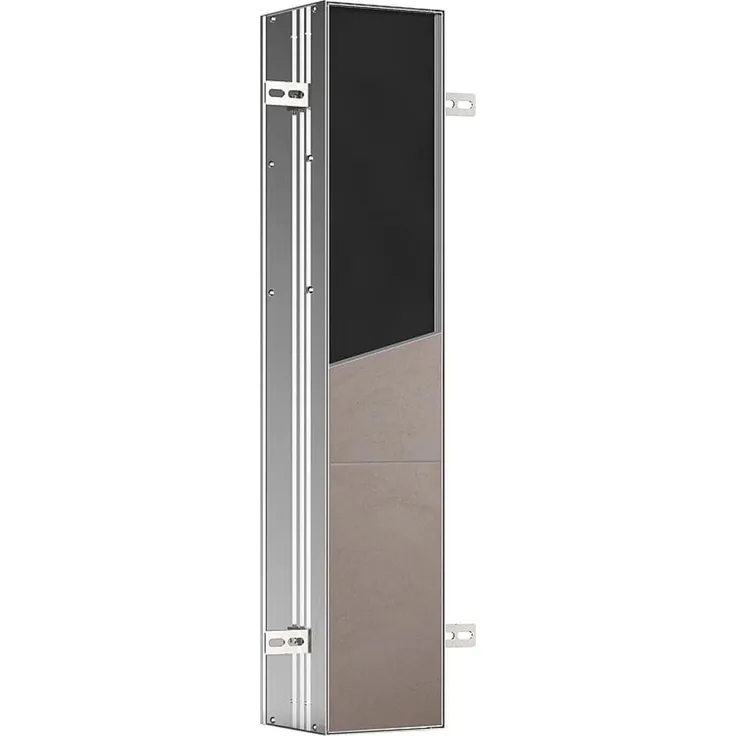 Emco ASIS Plus Unterputz-Schrankmodul für die Klobürstengarnitur, Badezimmerschrank mit Toilettenpapierhalter, Hochschrank mit Push to Open-Funktion und Anschlag Links, 803 mm