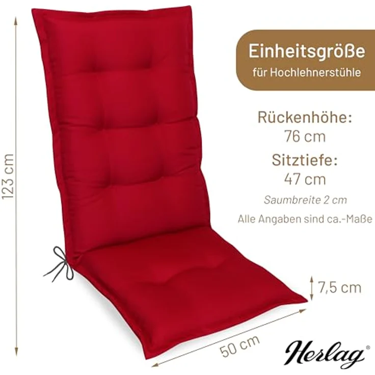 Herlag Hochlehnerauflage Valeria Gartenstuhlauflage für Hochlehner 123x50x7,5cm Muster, Gartenmöbelauflage Design-Edition – Bild 4