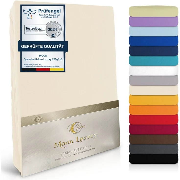 MOON Heimtextilien Spannbettlaken MOON-Luxury Spannbettlaken Jersey Stretch 230g/m², 97% Mako-Baumwolle 3% Elastan – Bild 5
