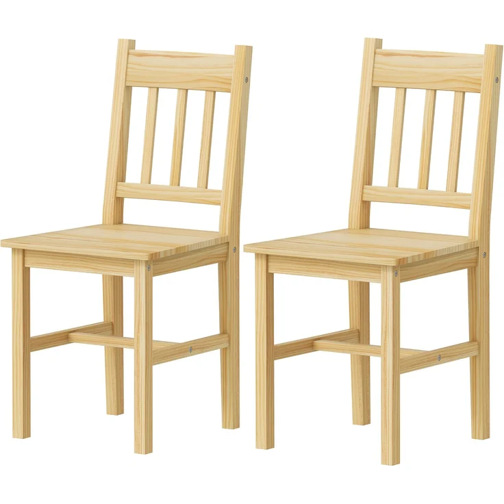 MELAYR, Set, mit, 2, Esszimmerstühlen, und, Küchenstühlen, aus, Holz, mit, Rückenlehne, 41 x 46,5 x 85,5 cm, Naturholz – Bild 2